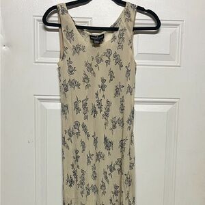Carole Little Cream Floral Sleeveless Maxi Dress